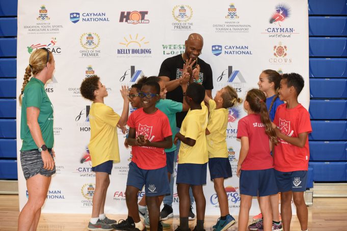 Asafa Powell school visit at Cayman Invitational 2018