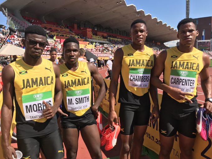 Jamaica 4x4 team at World U20 Championships 2018