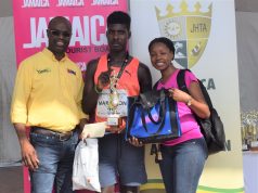 Oshane Archibald, centre, wins the 2019 Kingston City Marathon