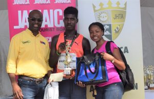 Oshane Archibald, centre, wins the 2019 Kingston City Marathon