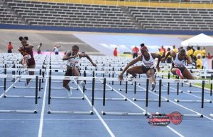 Janeek Brown at 2019 Jamaica Trials over the hurdles