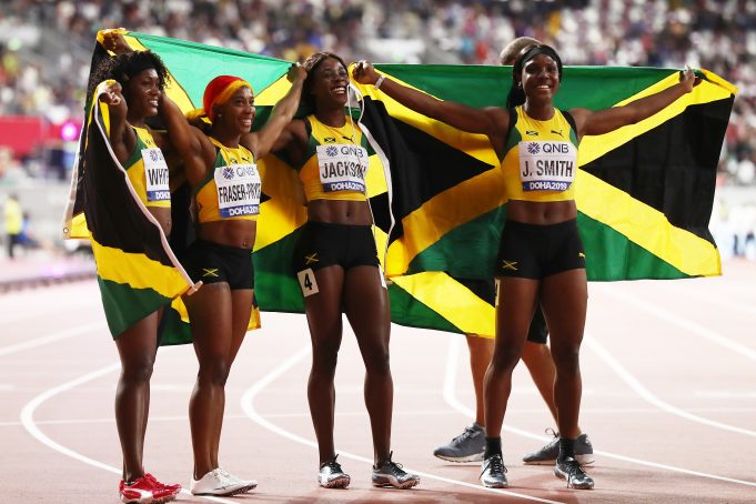 Jamaica women speak about 4x100m success #Doha2019