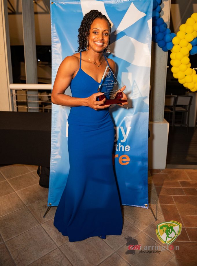 Tahesia Harrigan-Scott was the 2019 recipient of the British Virgin Islands Athletics Association Life Time Achievement Awards.