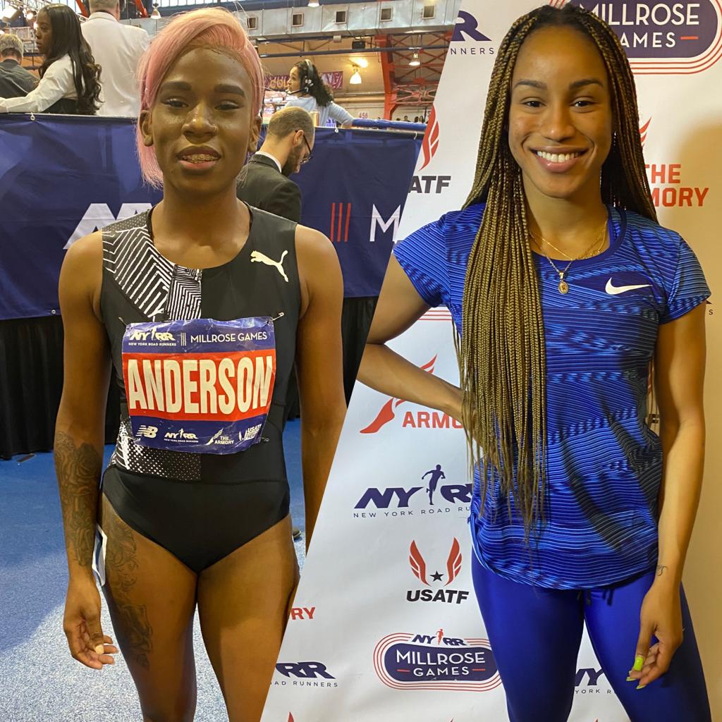 Briana Williams and Britany Anderson enjoy Millrose Games