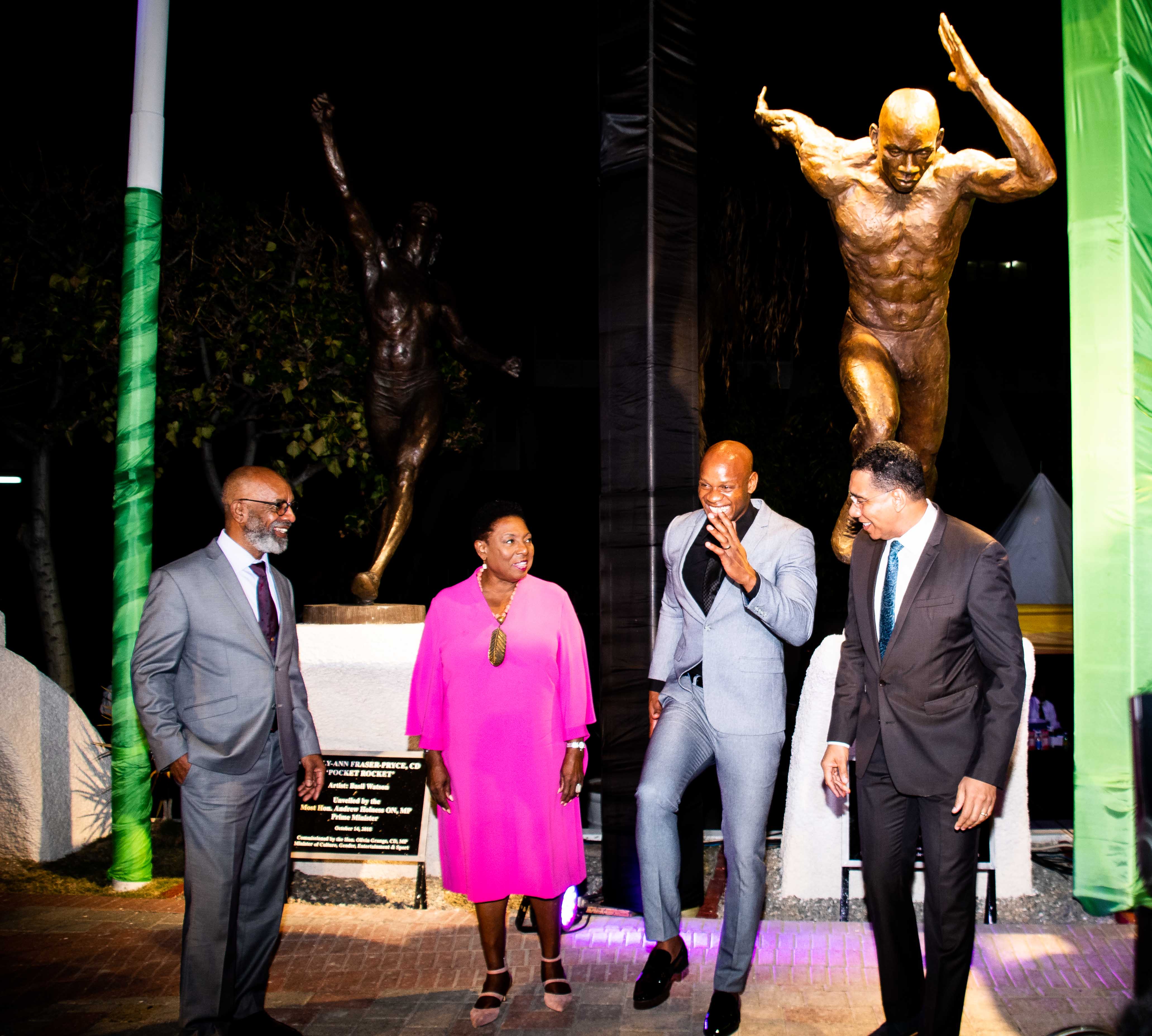 Asafa Powell statue unveil at the National Stadium in Kingston