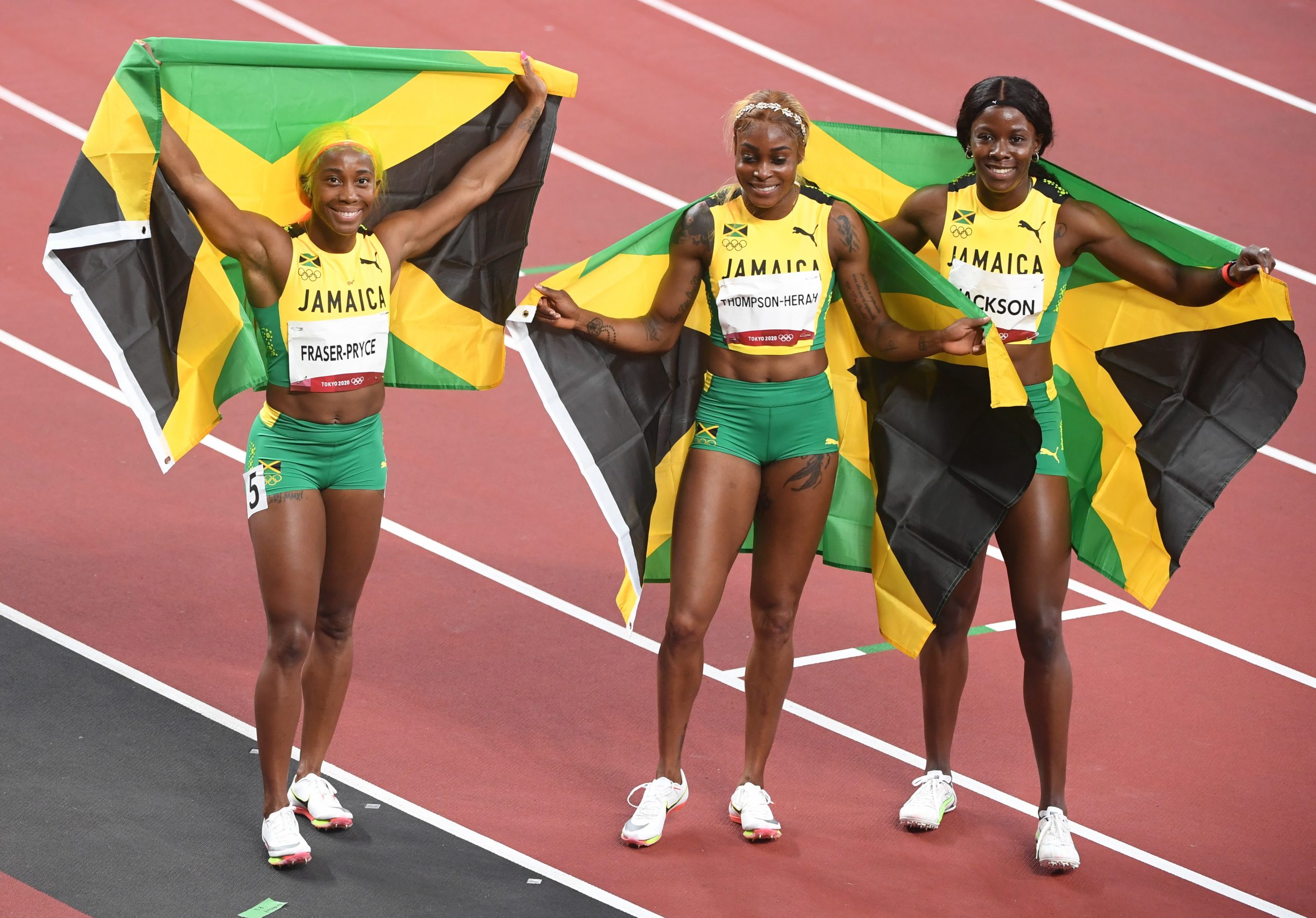 Eying Paris 2024 ---- Clean sweep Tokyo 2020 Olympic Games 100m podium finishers Elaine Thompson-Herah, Shelly-Ann Fraser-Pryce, and Shericka Jackson in Paris Diamond League