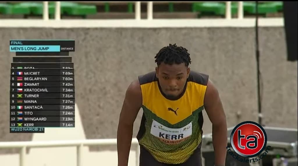 Kavian Kerr won bronze in the men's long jump at the World Athletics U20 Championships in Nairobi, Kenya