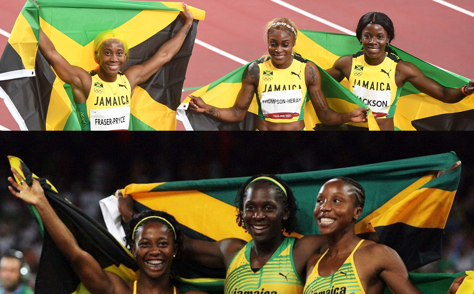Jamaica short sprint Beijing 2008 and Tokyo 2020 100m sweep