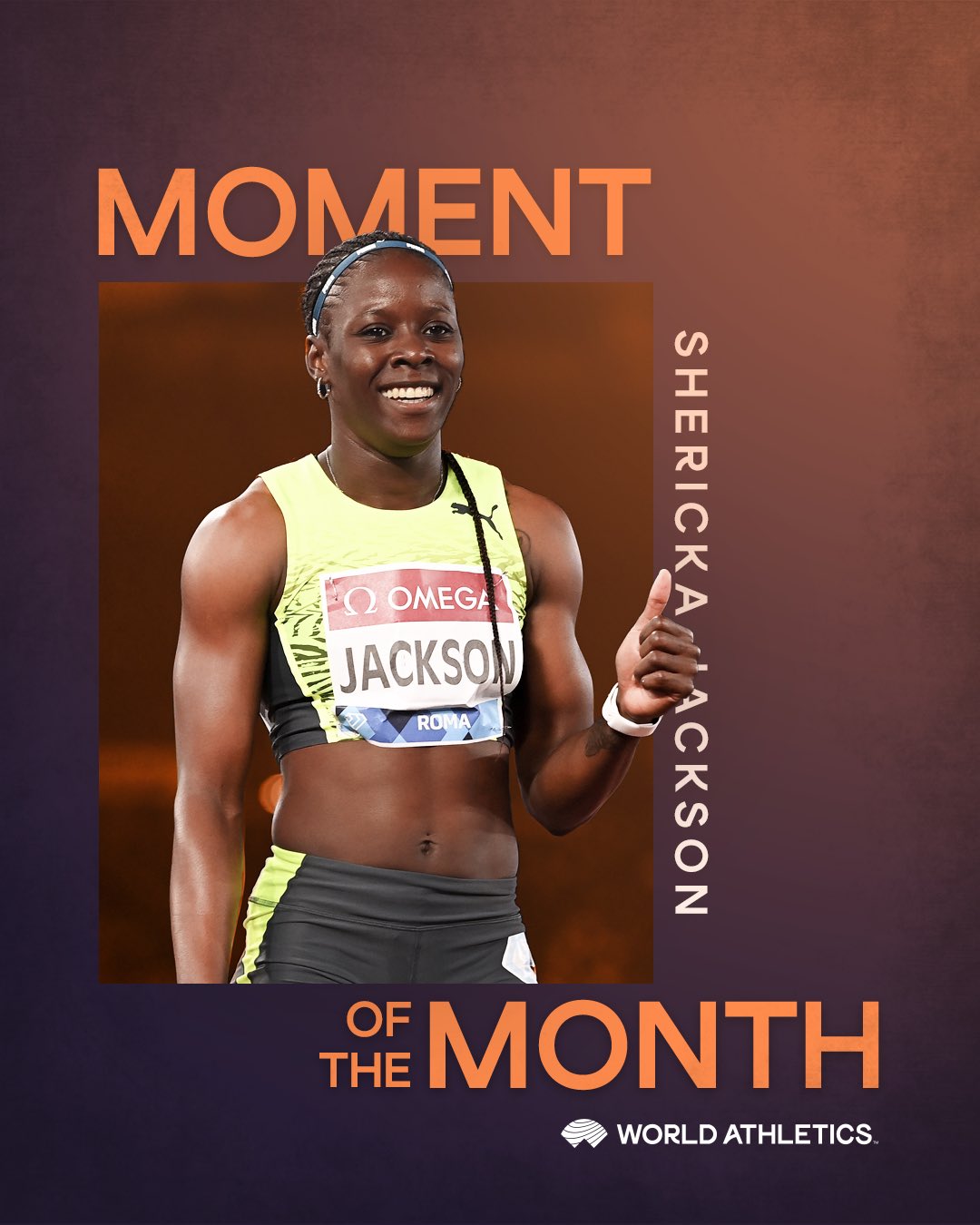 Jamaican Shericka Jackson is the winner of the Moment of the month Award presented by World Athletics.