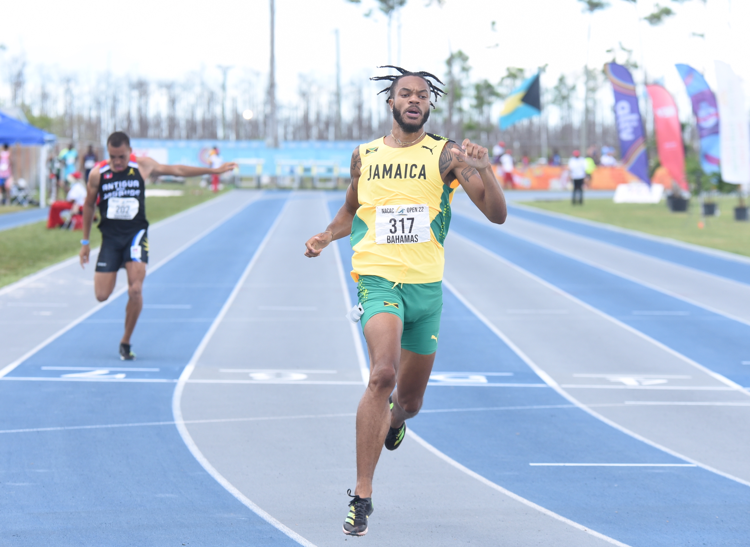 Andrew Hudson wins the men's 200m final at the NACAC Open Championships in Freeport, Grand Bahamas