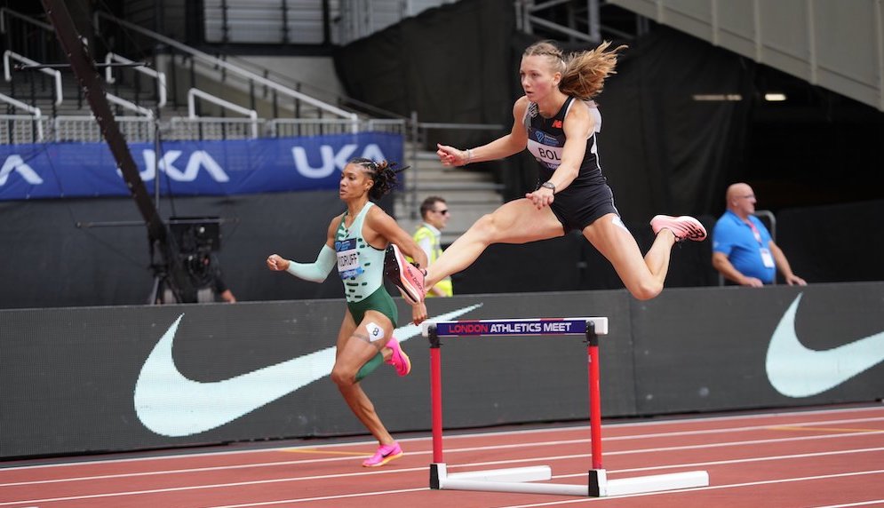 FILE PHOTO: Gala dei Castelli -- Femke Bol smashes records in 400m hurdles, eyeing global title. A remarkable display of form and speed that leaves spectators in awe. #Athletics #TrackAndField #TrackAndFieldNews