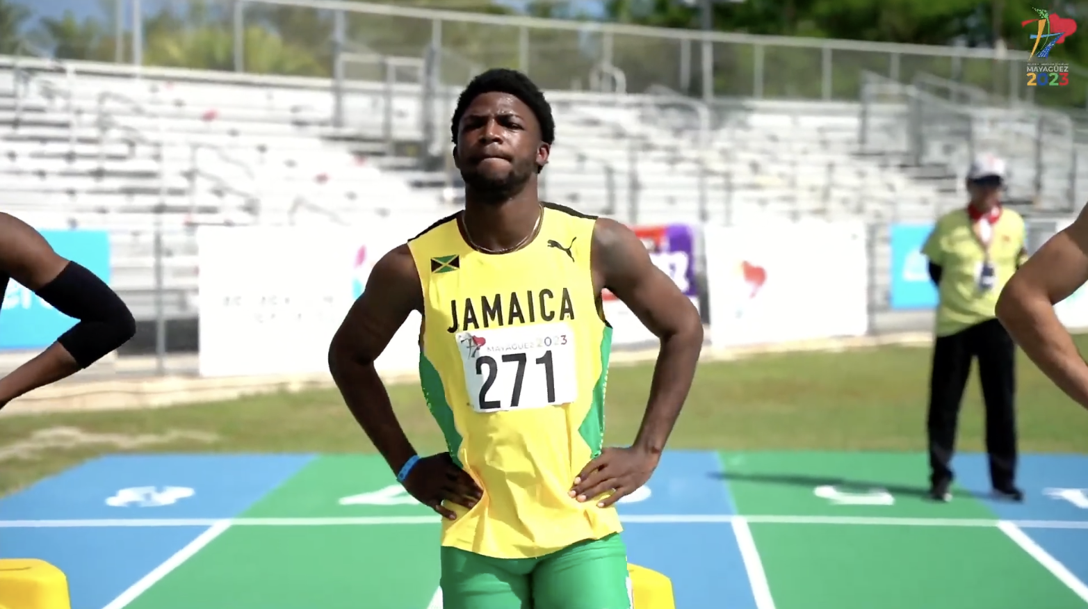 Bouwahjgie Nkrumie of Jamaica made a powerful statement in the men's 100 meters qualifiers at the 2023 Pan American U20 Championships in Mayagüez, Puerto Rico