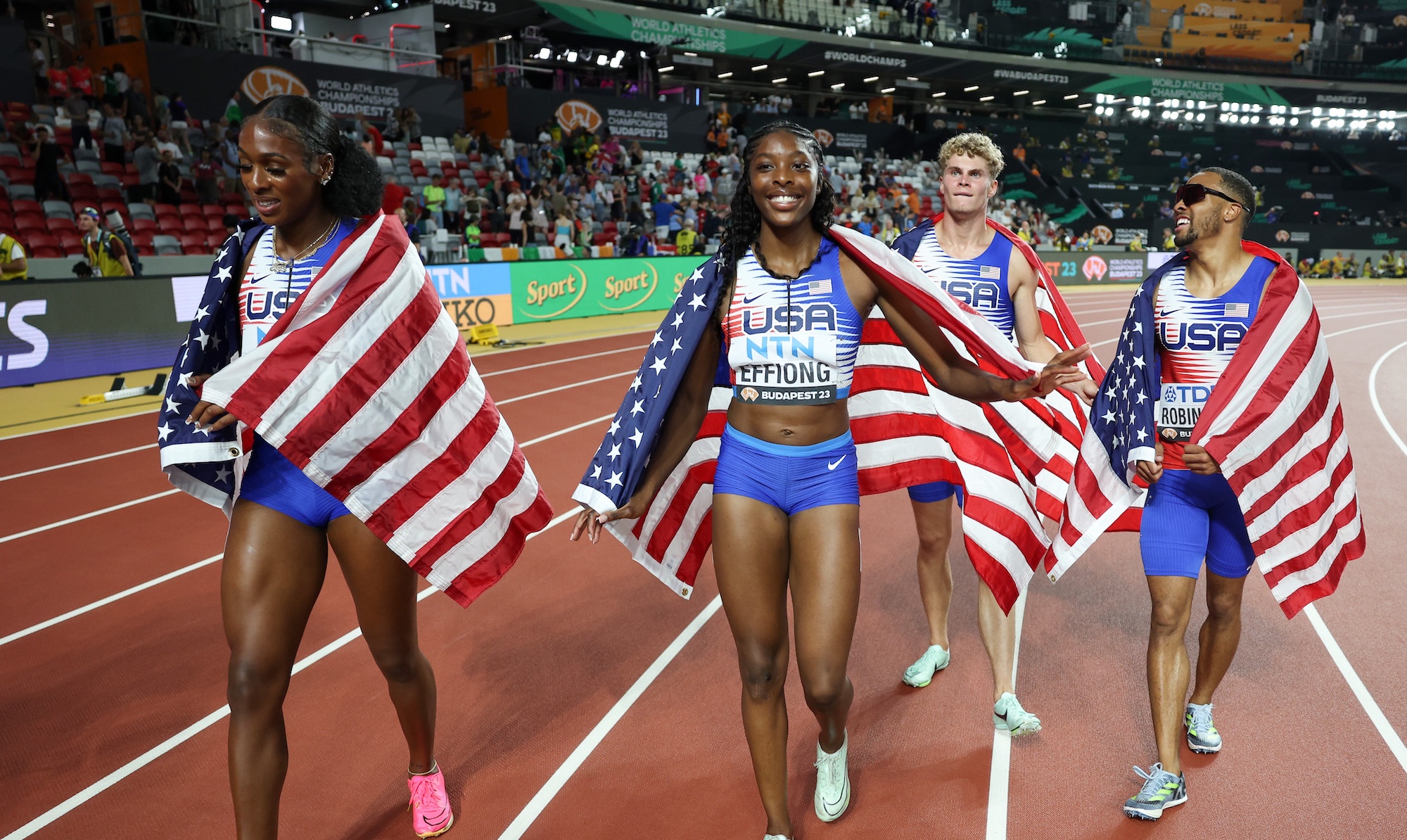 At the Budapest 23 World Athletics Championships, Team United States 🇺🇸 accomplished a remarkable victory in the mixed 4x400m relay 🏃‍♀️🏃‍♂️. They not only clinched gold 🥇, but also set a fresh world record of 3:08.80 ⏱️, outdoing their own previous record