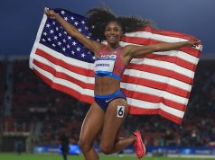 Alaysha Johnson (USA), 13.19 wins bronze in the women's 100m hurdles at the Pan American Games Santiago 2023