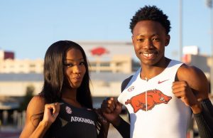 Britton Wilson returned to her Razorback roots at the Bowerman 2023, and guess who she teamed up with for photos? Jaydon Hibbert!