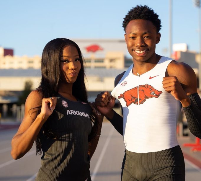 Britton Wilson returned to her Razorback roots at the Bowerman 2023, and guess who she teamed up with for photos? Jaydon Hibbert!