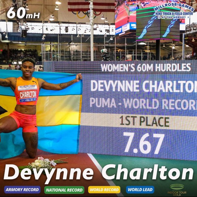 Devynne Charlton Sets World Record in 60m Hurdles at 116th Millrose Games