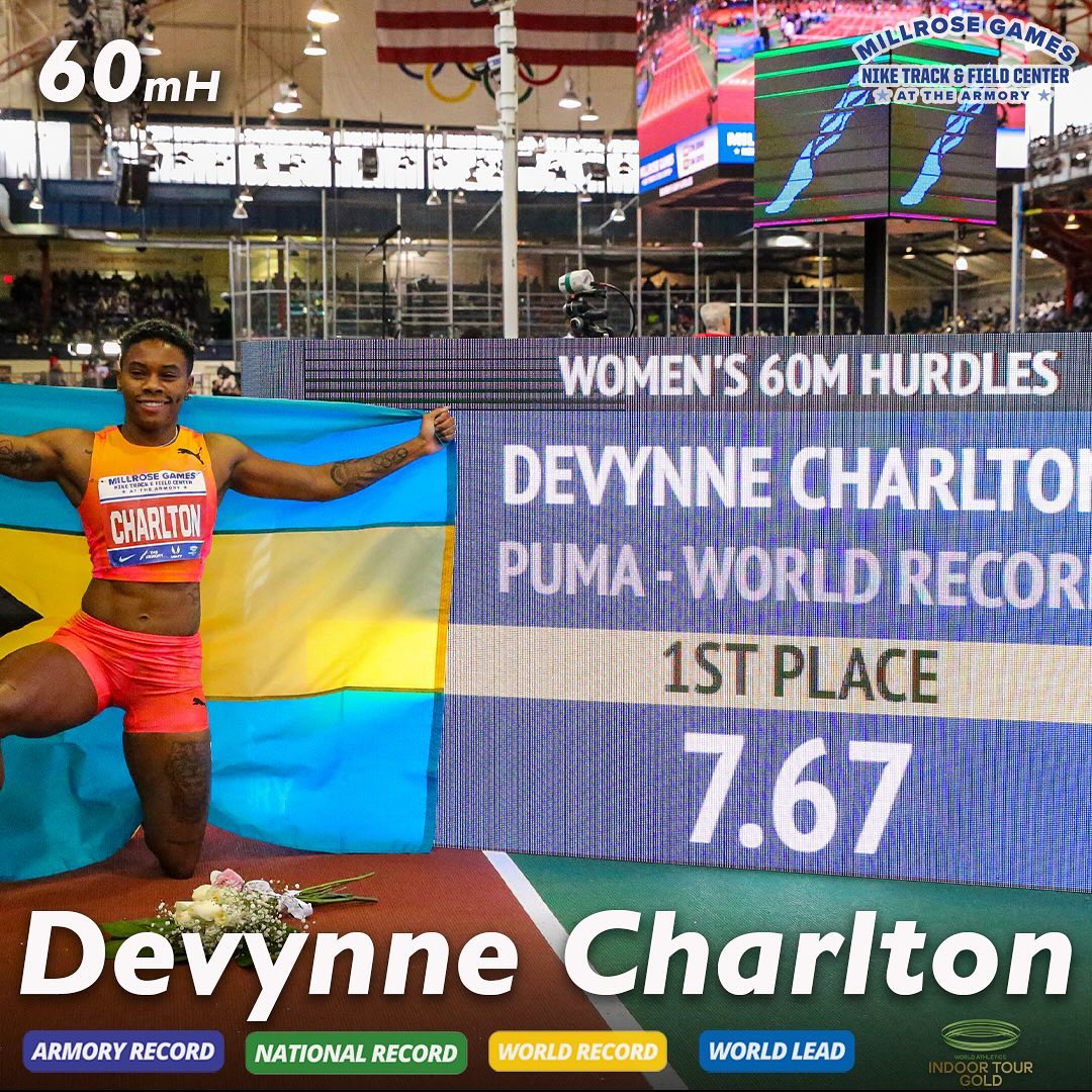 Devynne Charlton Shatters 60m Hurdles World Record at Millrose Games